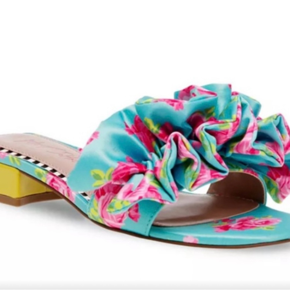 BETSEY JOHNSON Alivia Floral Multicolored Slip On Sandals Shoes